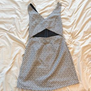 Patterned and embroidered cocktail dress